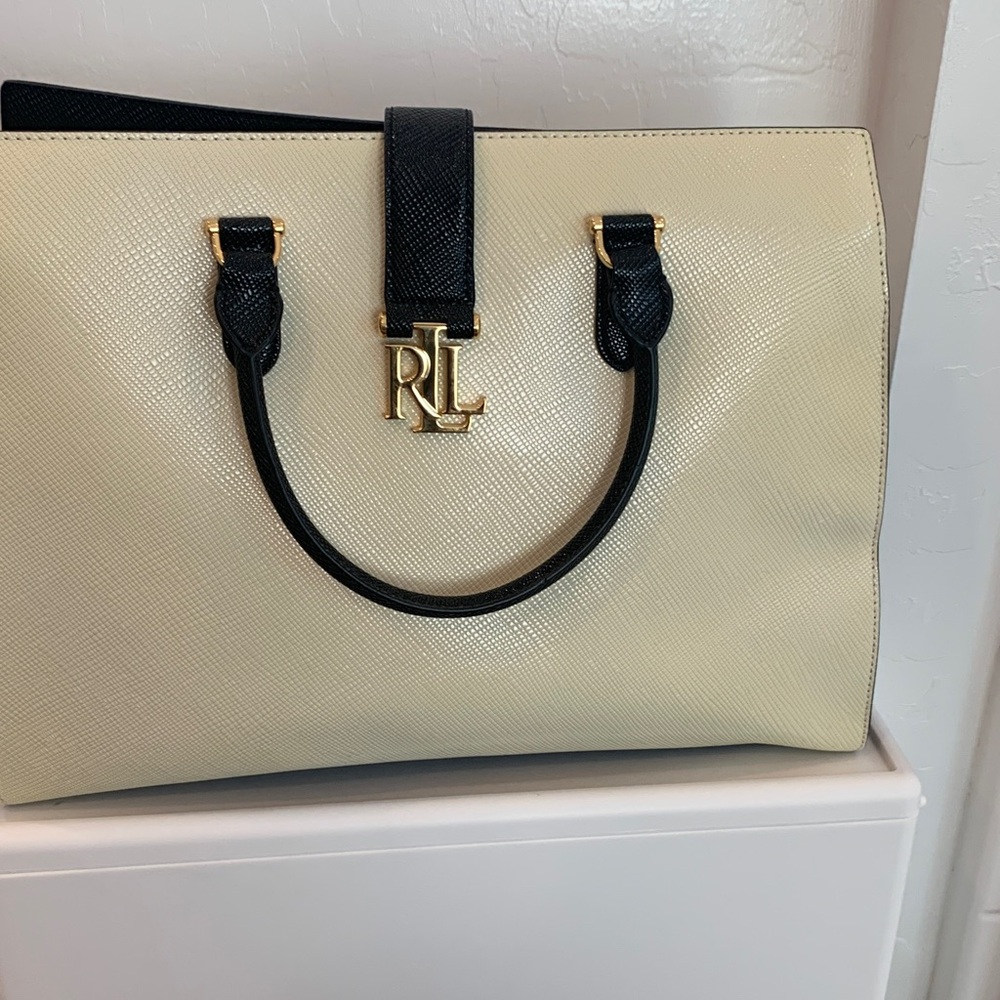 Ralph Lauren Black and Cream Satchel